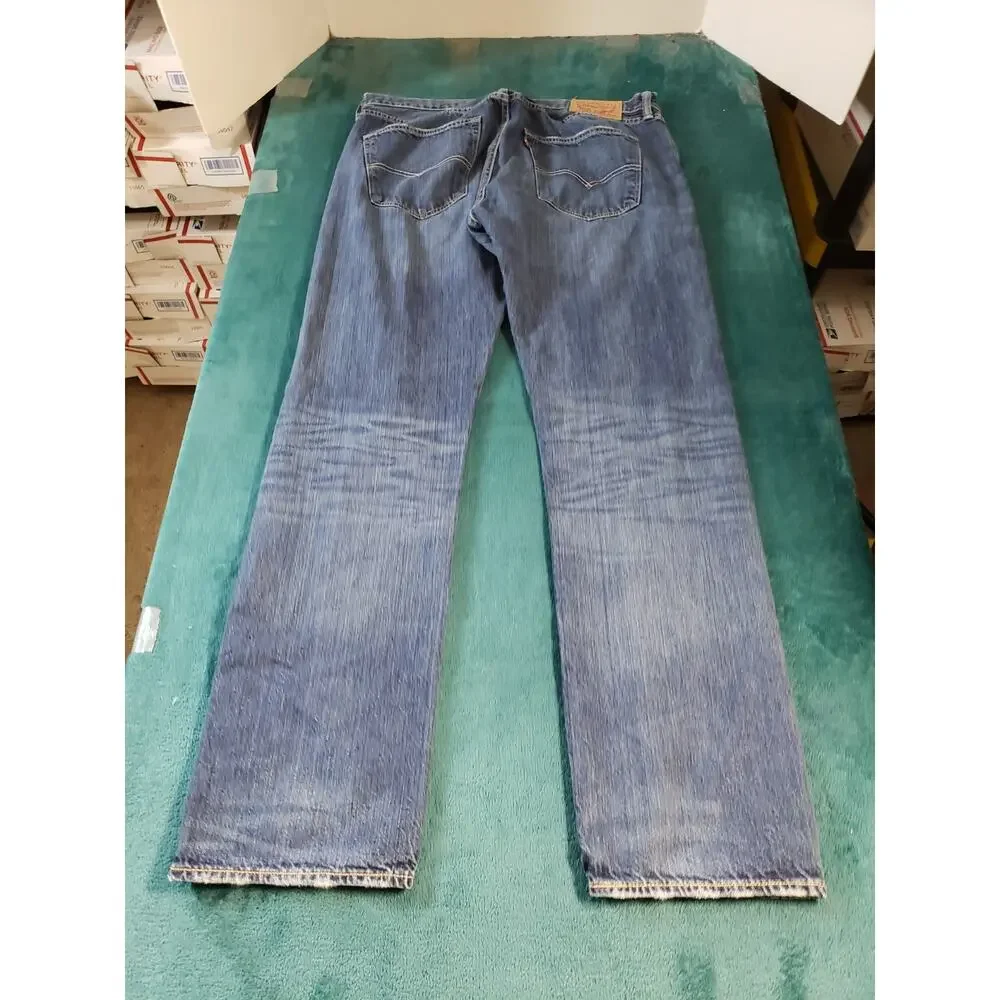 Levis 501 Jeans Size 36x34 Mens Blue Pants Stretch Mid Rise Straight Red Tab